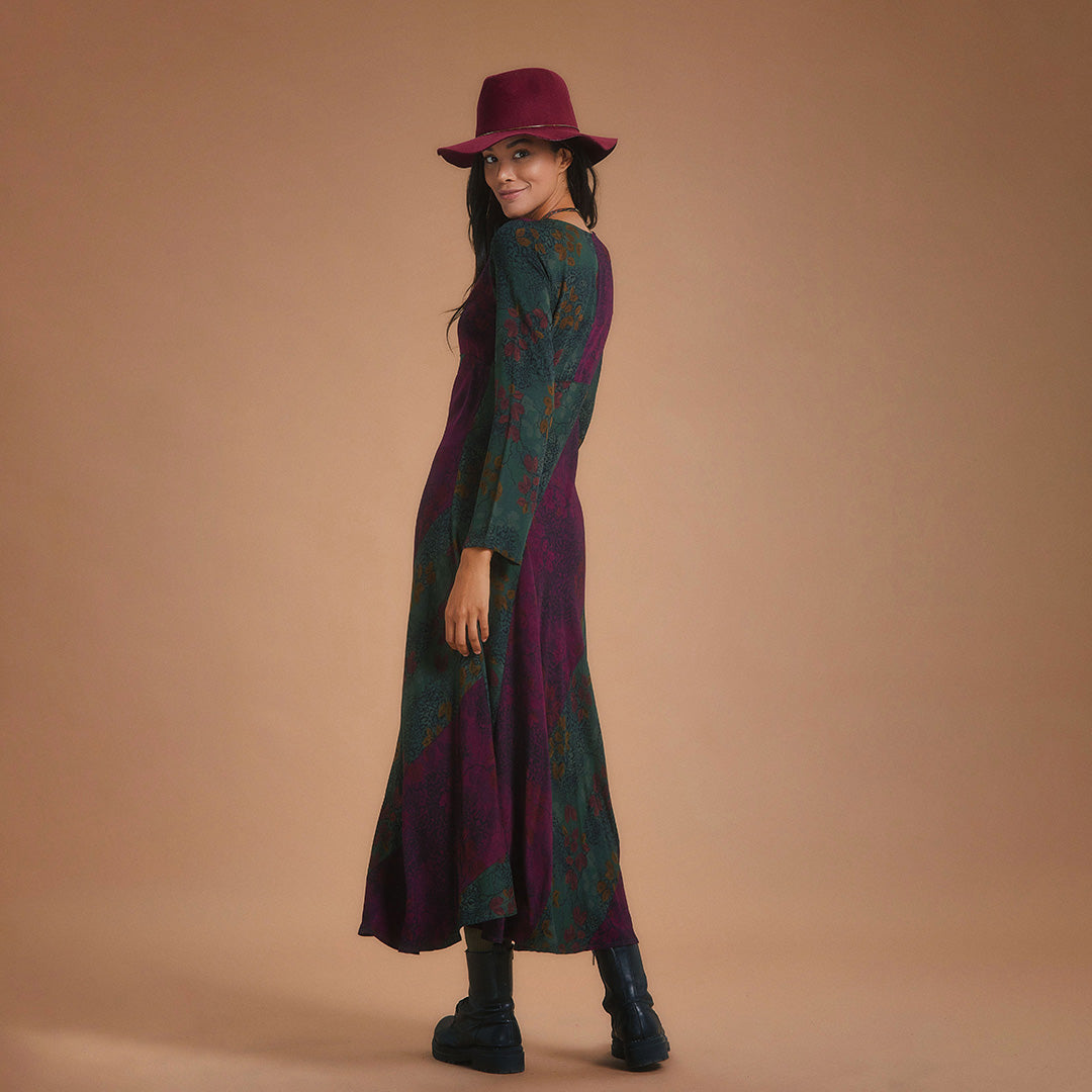 Ethnic Patterned Long Sleeve Winter Patch Dress