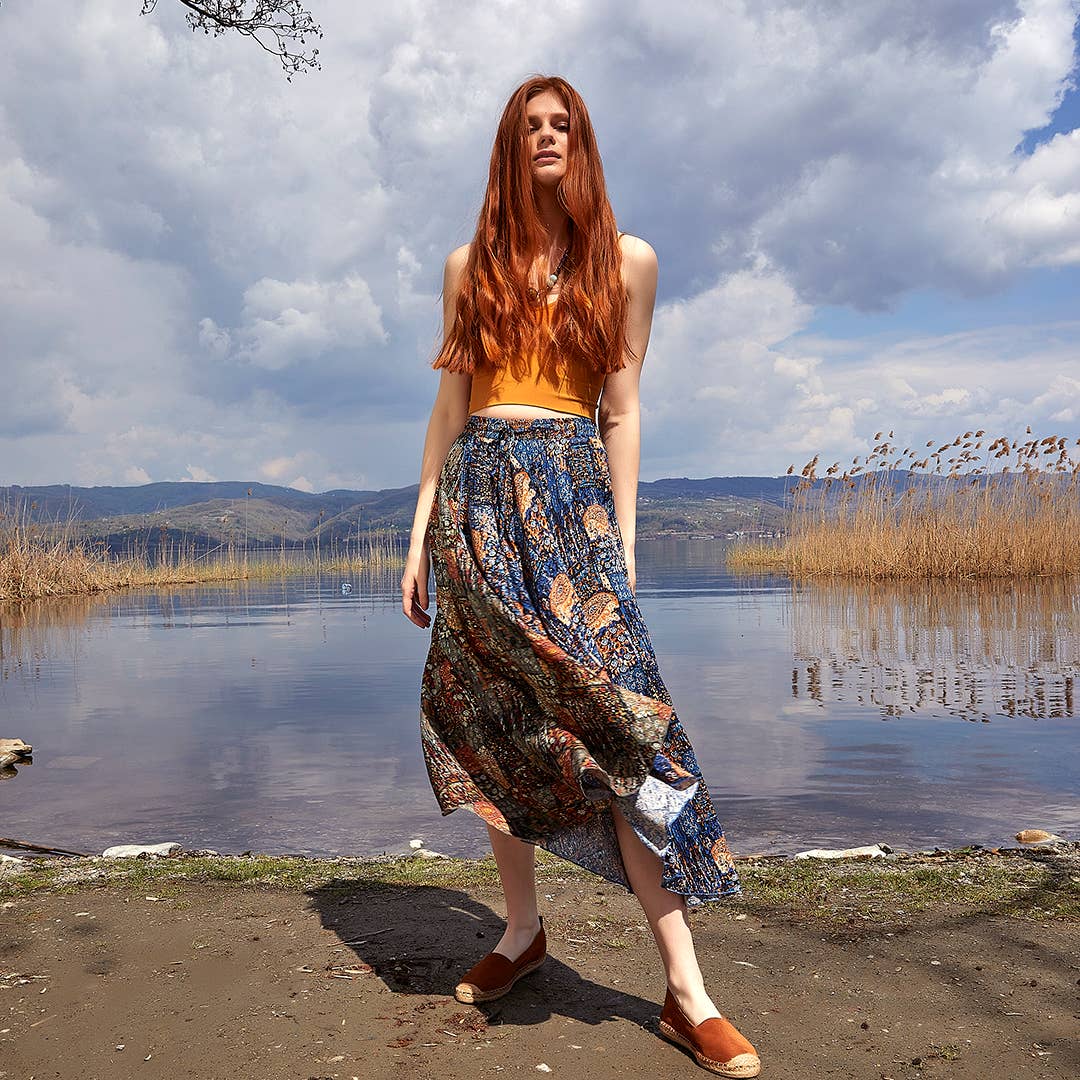 Ethnic Patterned Bohemian Double Layer Skirt