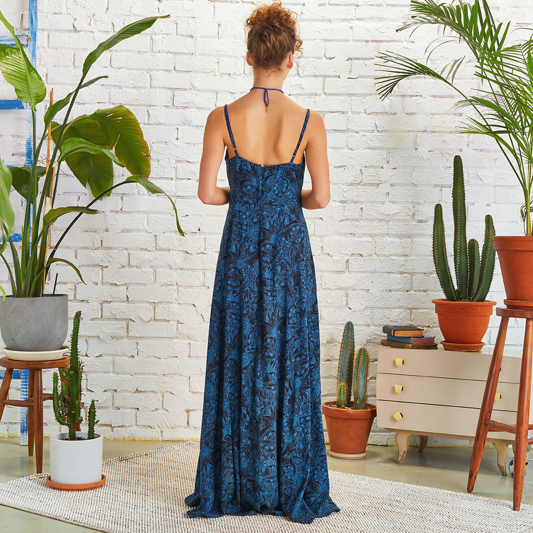 Authentic Patterned Strappy Wrap Maxi Dress