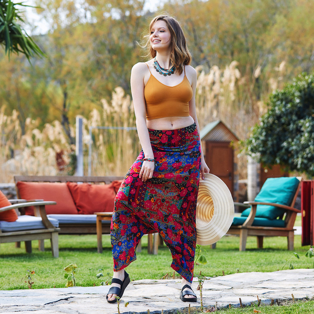 Roma Patterned Hidden Zipper Modern Harem Pants