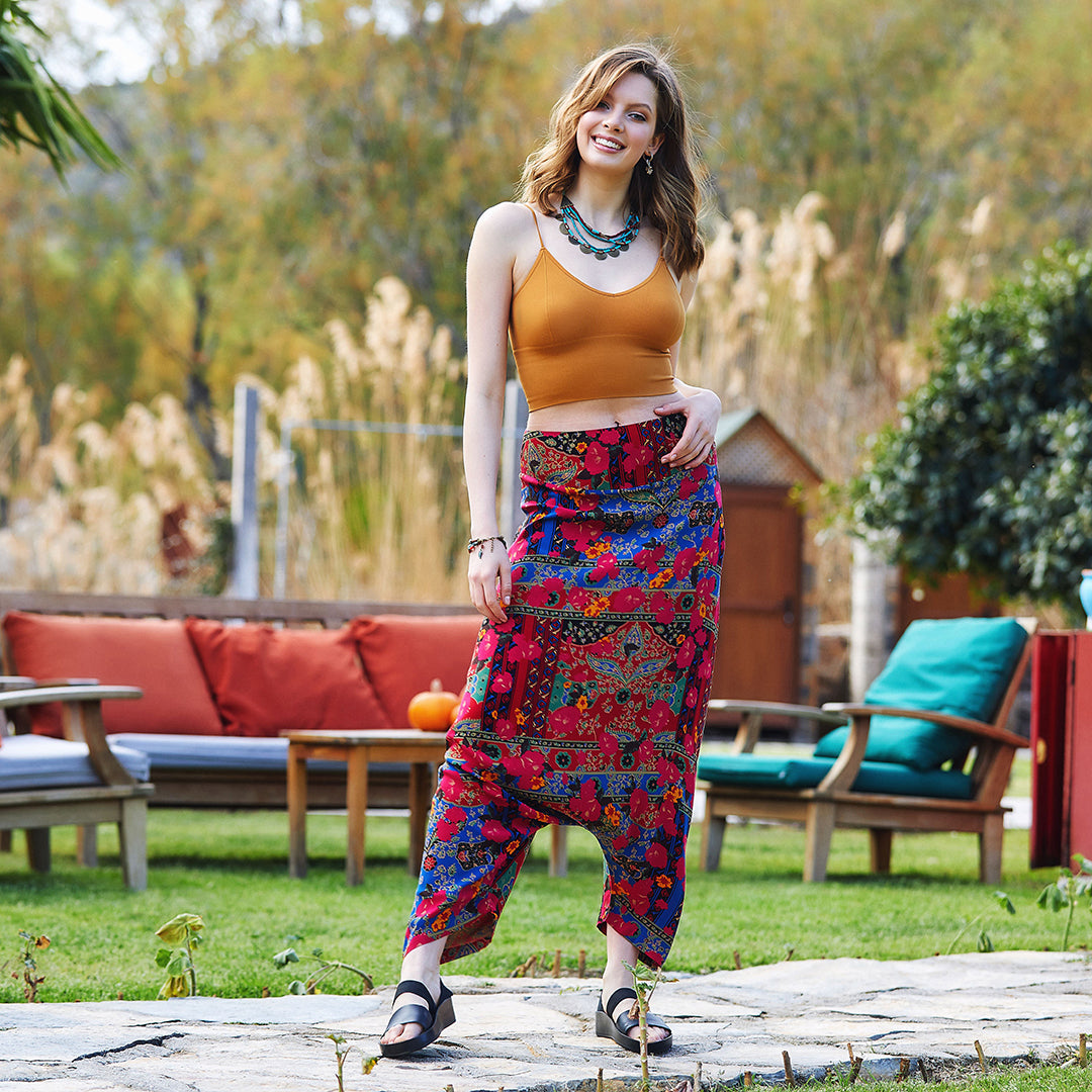 Roma Patterned Hidden Zipper Modern Harem Pants