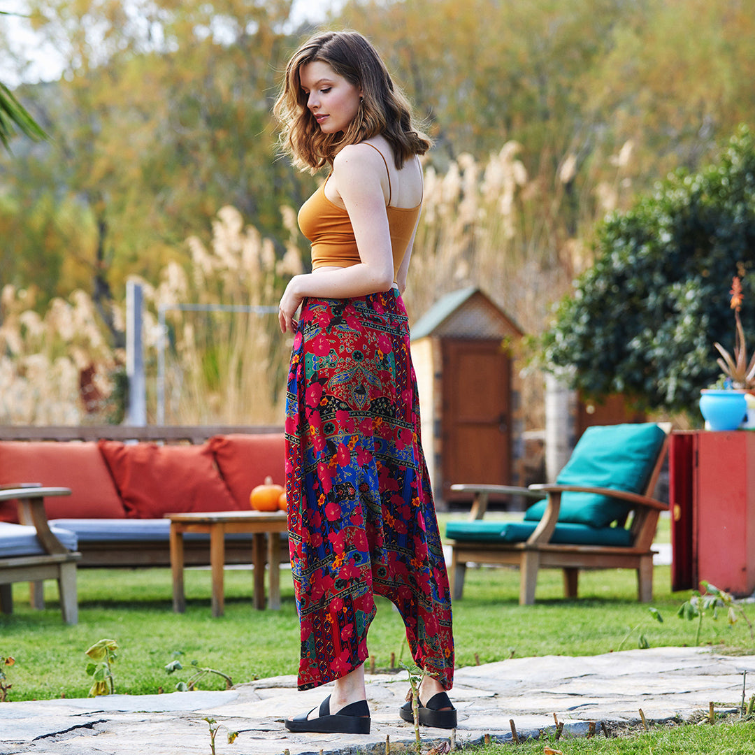 Roma Patterned Hidden Zipper Modern Harem Pants