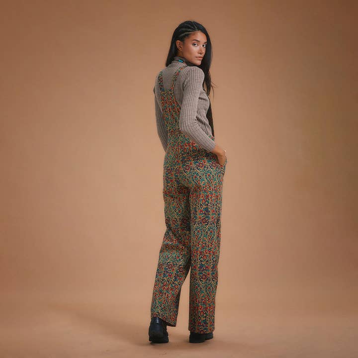Adjustable Buckle Straps Flower Print Jumpsuit Pants