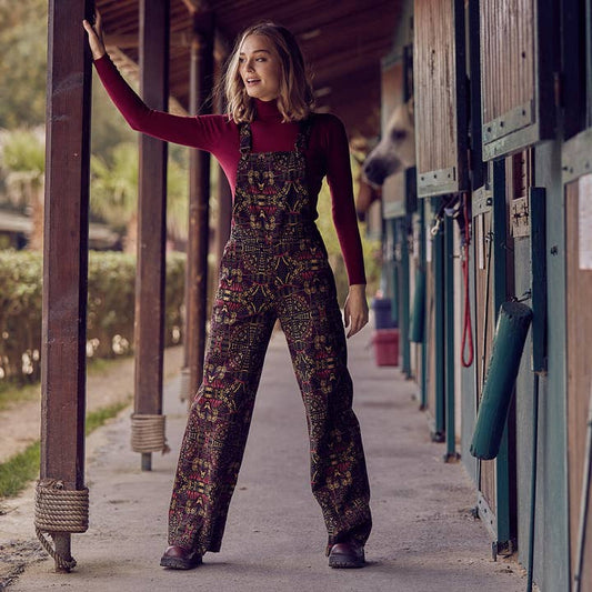 Ethnic Patterned Adjustable Buckle Straps Jumpsuit Pants