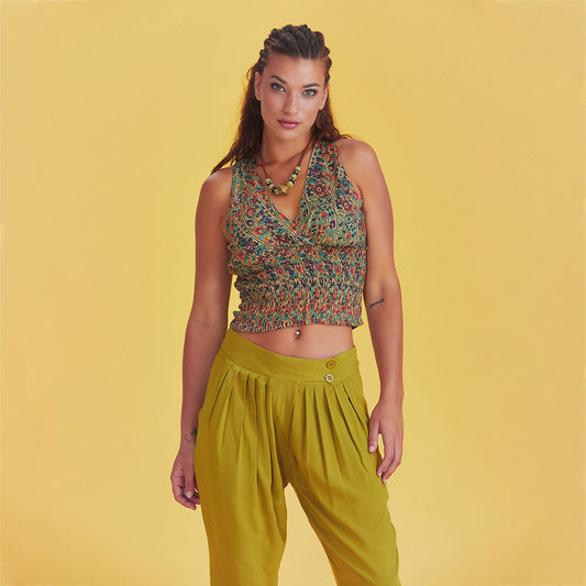 Collared Authentic Pera Patterned Blouse