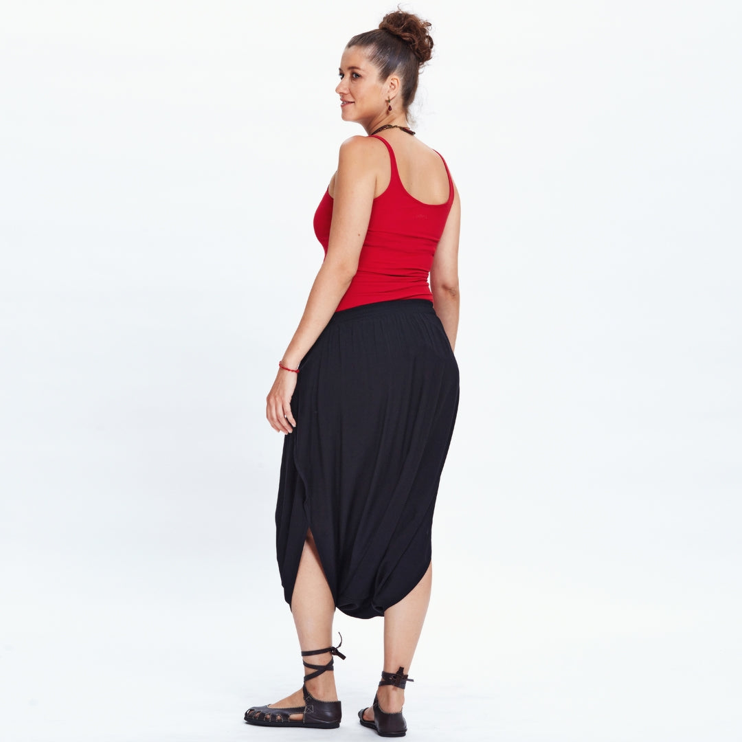 Pull On Elastic Waist Black Maternity Culottes