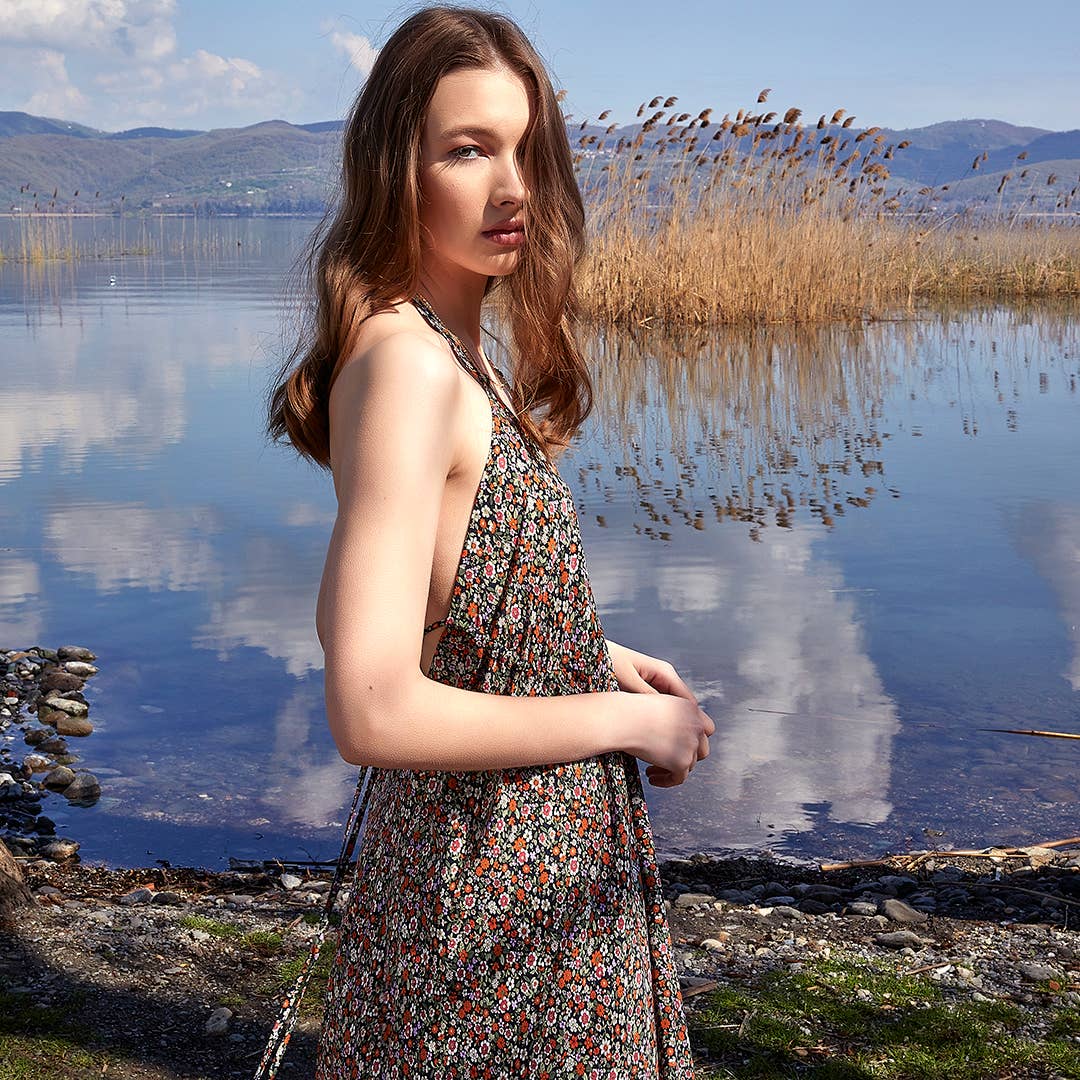 Orange Floral Handkerchief Dress