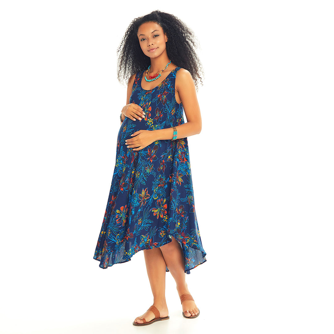Scoop Neck Floral Print Maternity Sundress