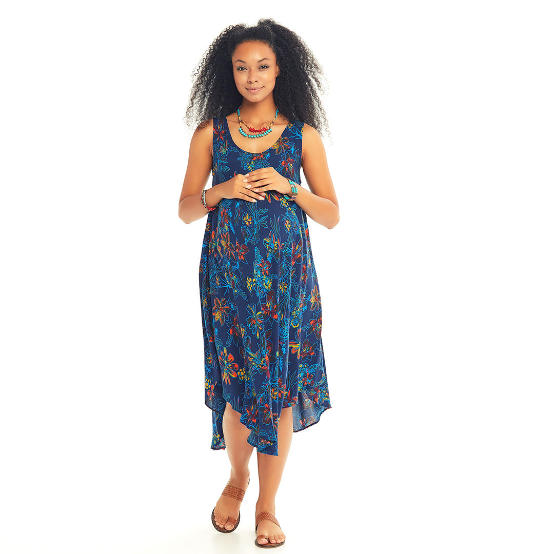 Scoop Neck Floral Print Maternity Sundress