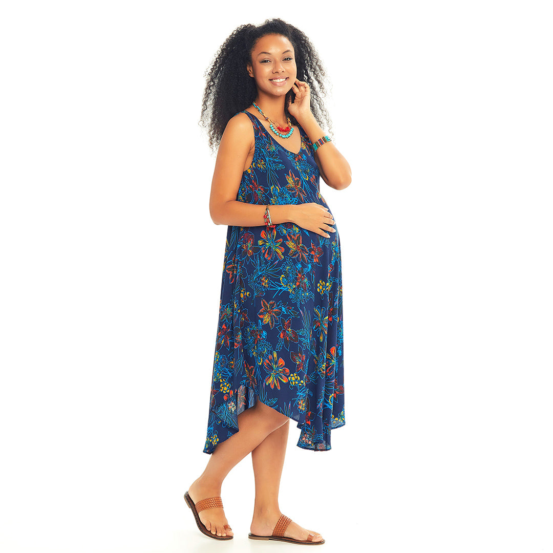 Scoop Neck Floral Print Maternity Sundress