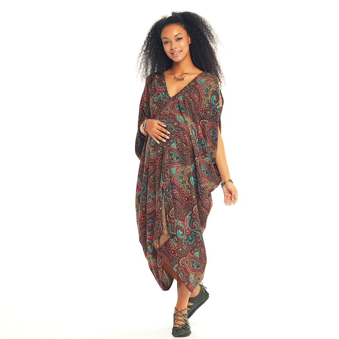 Loose Fit Paisley Print Maternity Sundress