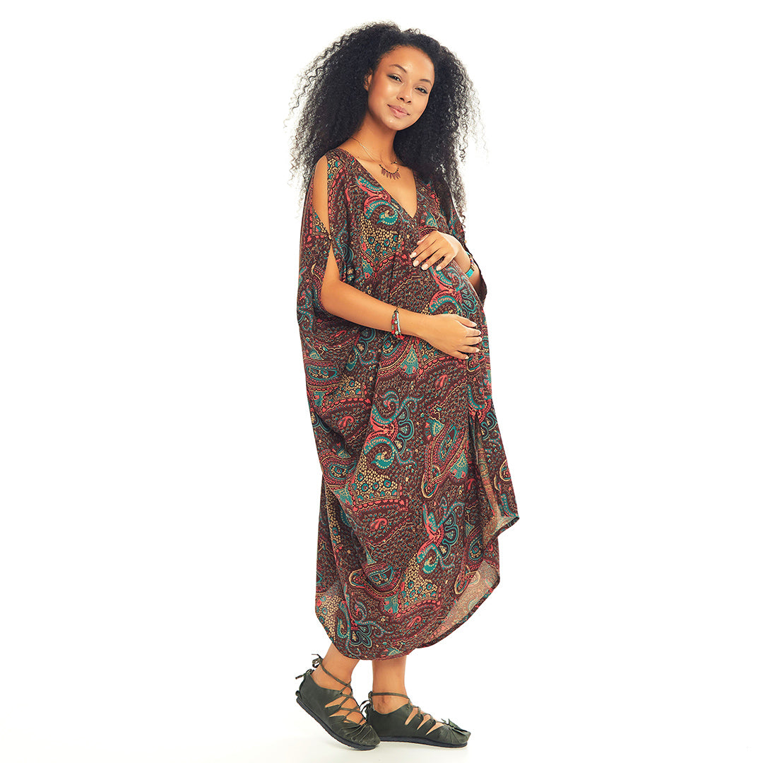 Loose Fit Paisley Print Maternity Sundress