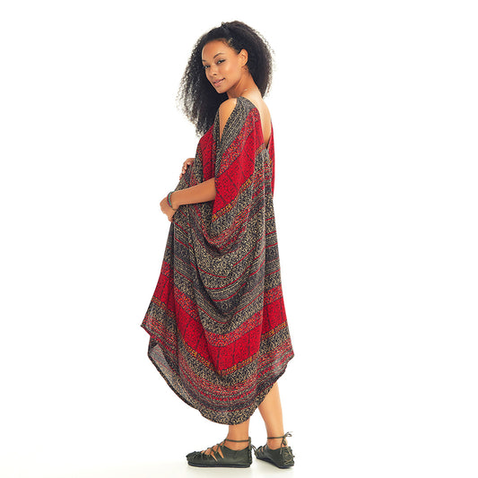 Ethnic Print Asymmetrical Hem Maternity Sundress