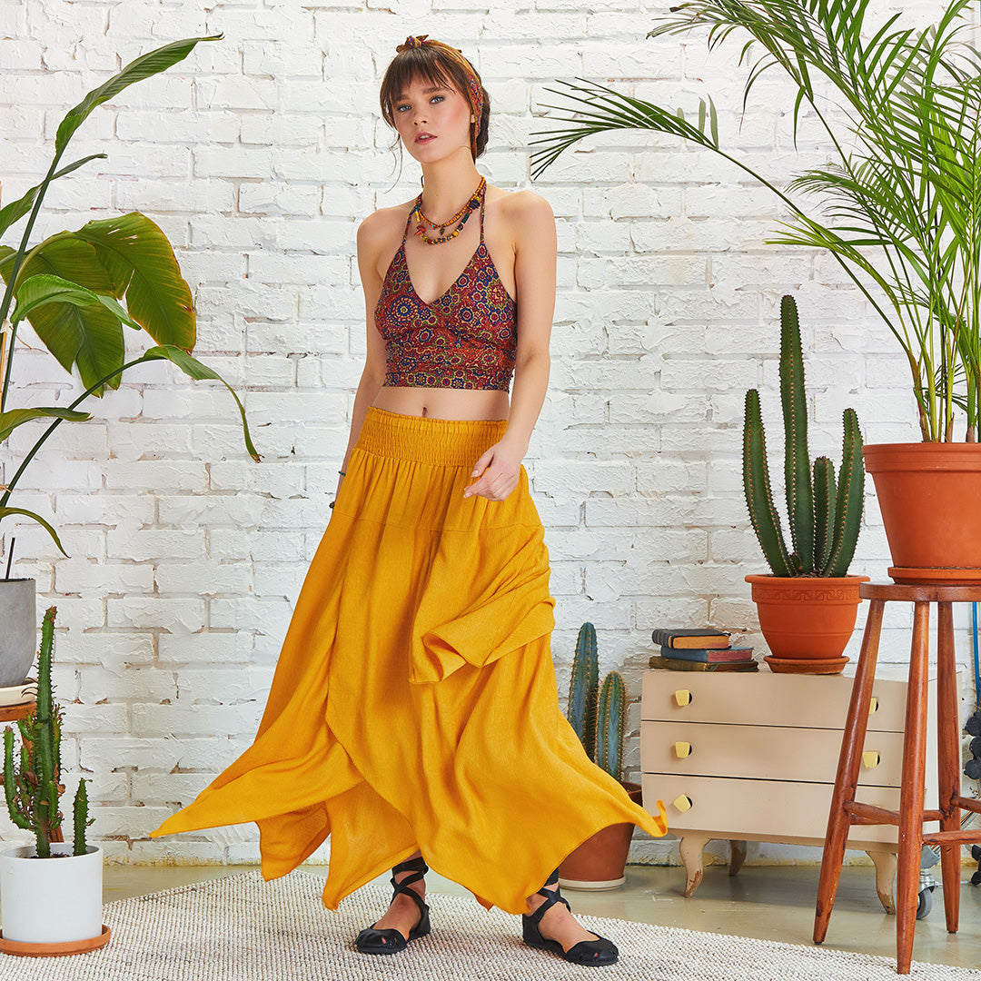 Mustard boho hotsell skirt