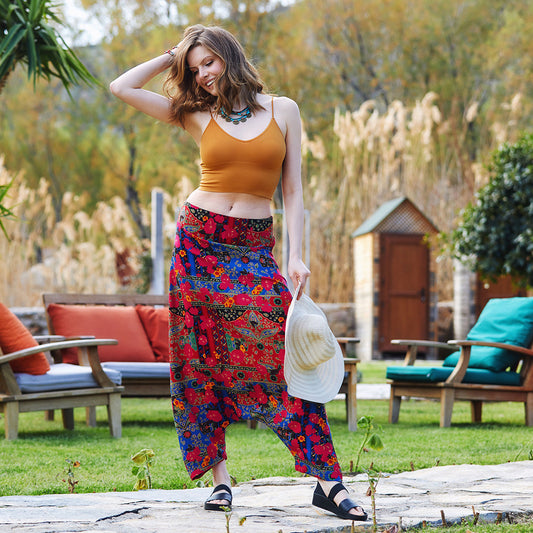 Roma Patterned Hidden Zipper Modern Harem Pants