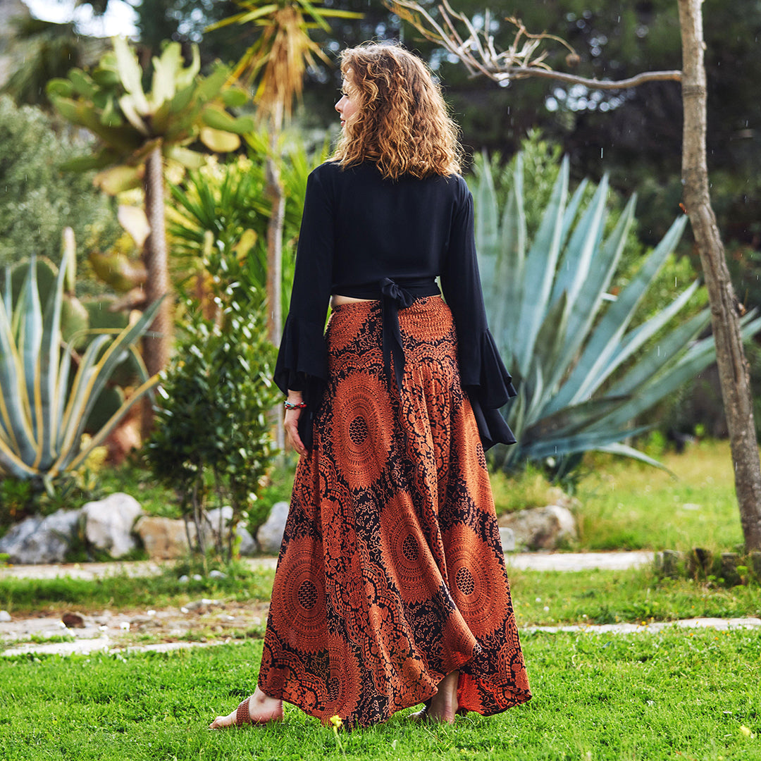 Gypsy Style Orange Flowy Skirt